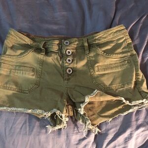 Sanctuary Olive Shorts with Frayed Hem